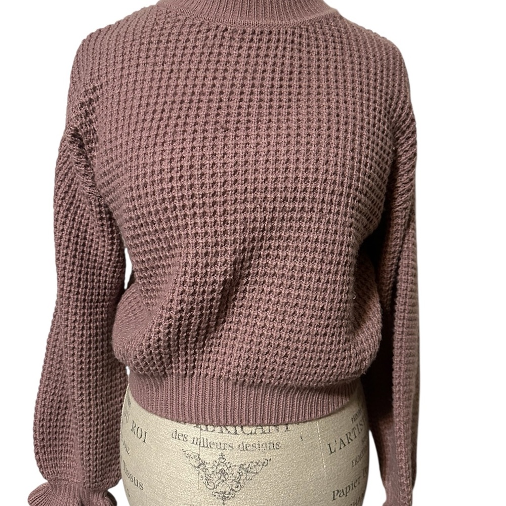H&M waffle knit crewneck cropped pullover sweater balloon sleeve womens small